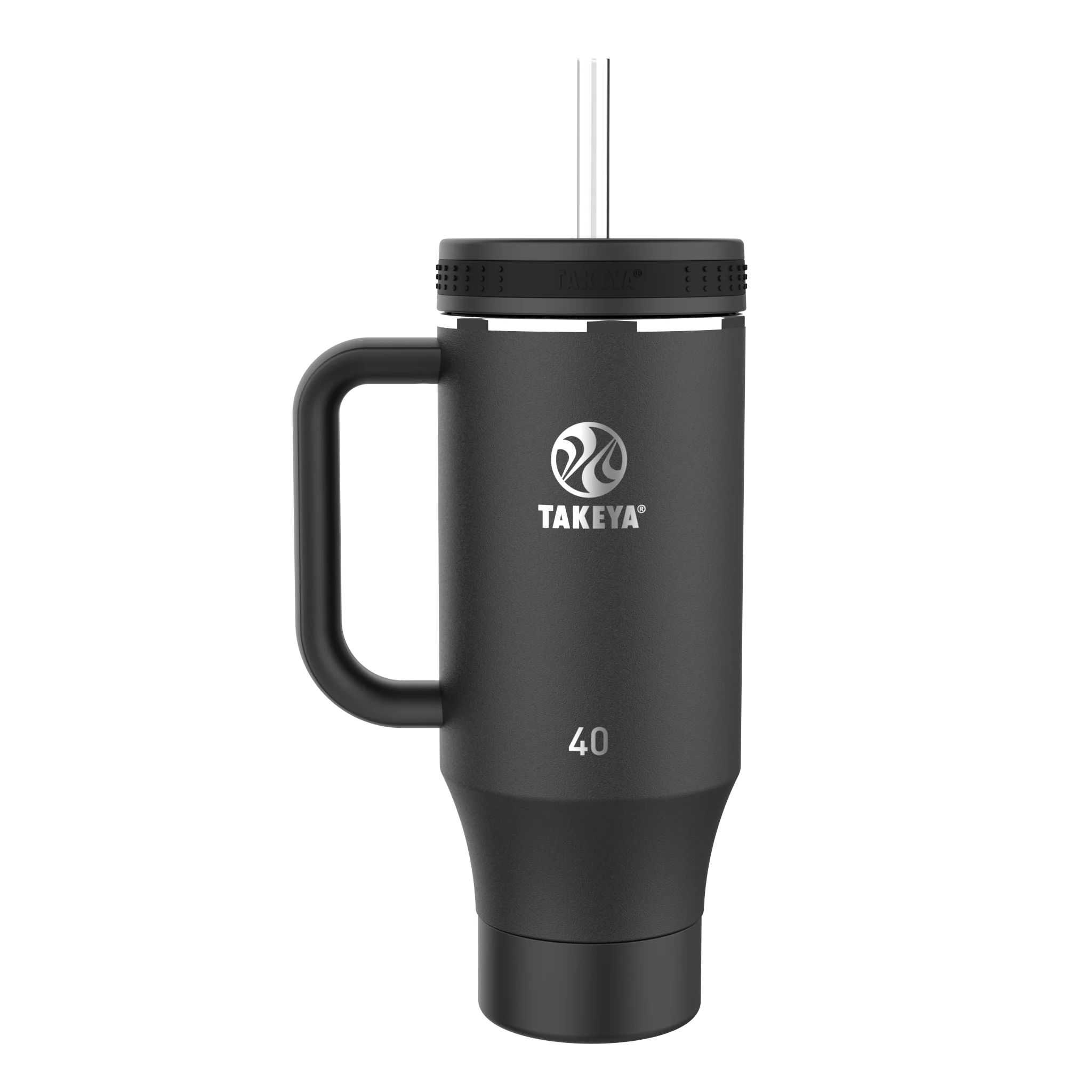 Takeya 40 oz Straw Tumbler With Handle Negras | CO0000123