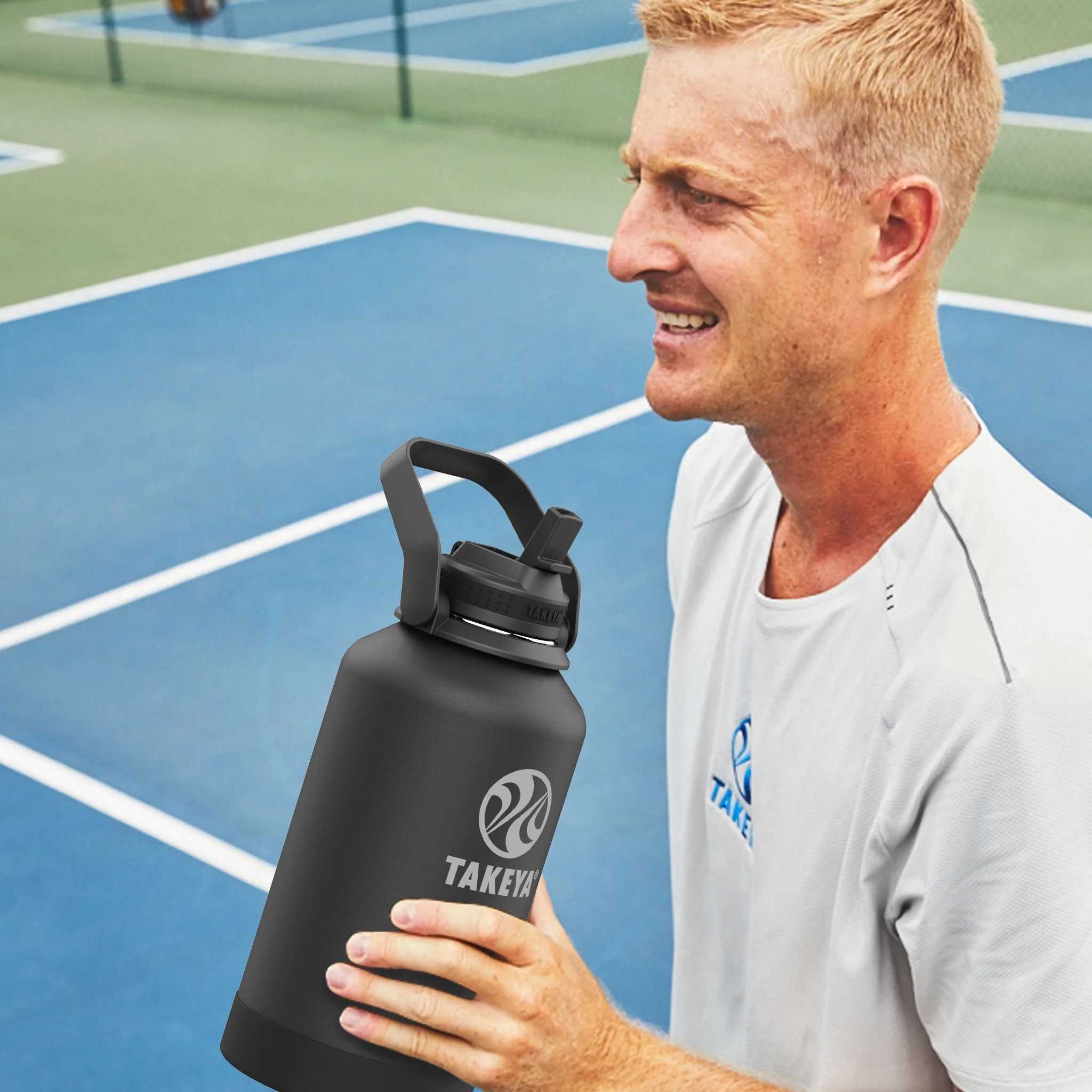 Takeya 64 oz Newman Pickleball Series Water Bottle Negras | CO0000043