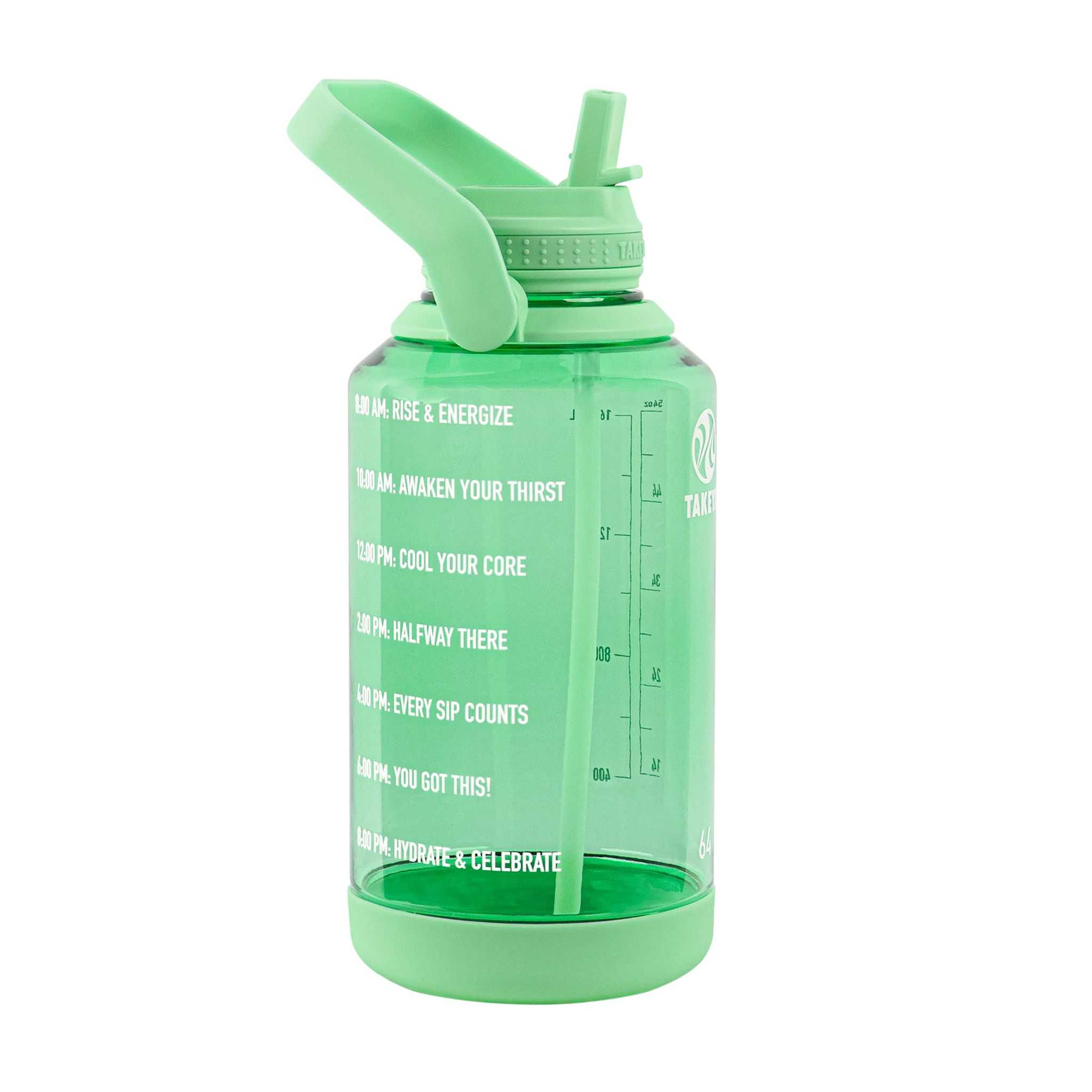 Takeya 64 oz Tritan Motivational Water Bottle Verde | CO0000155