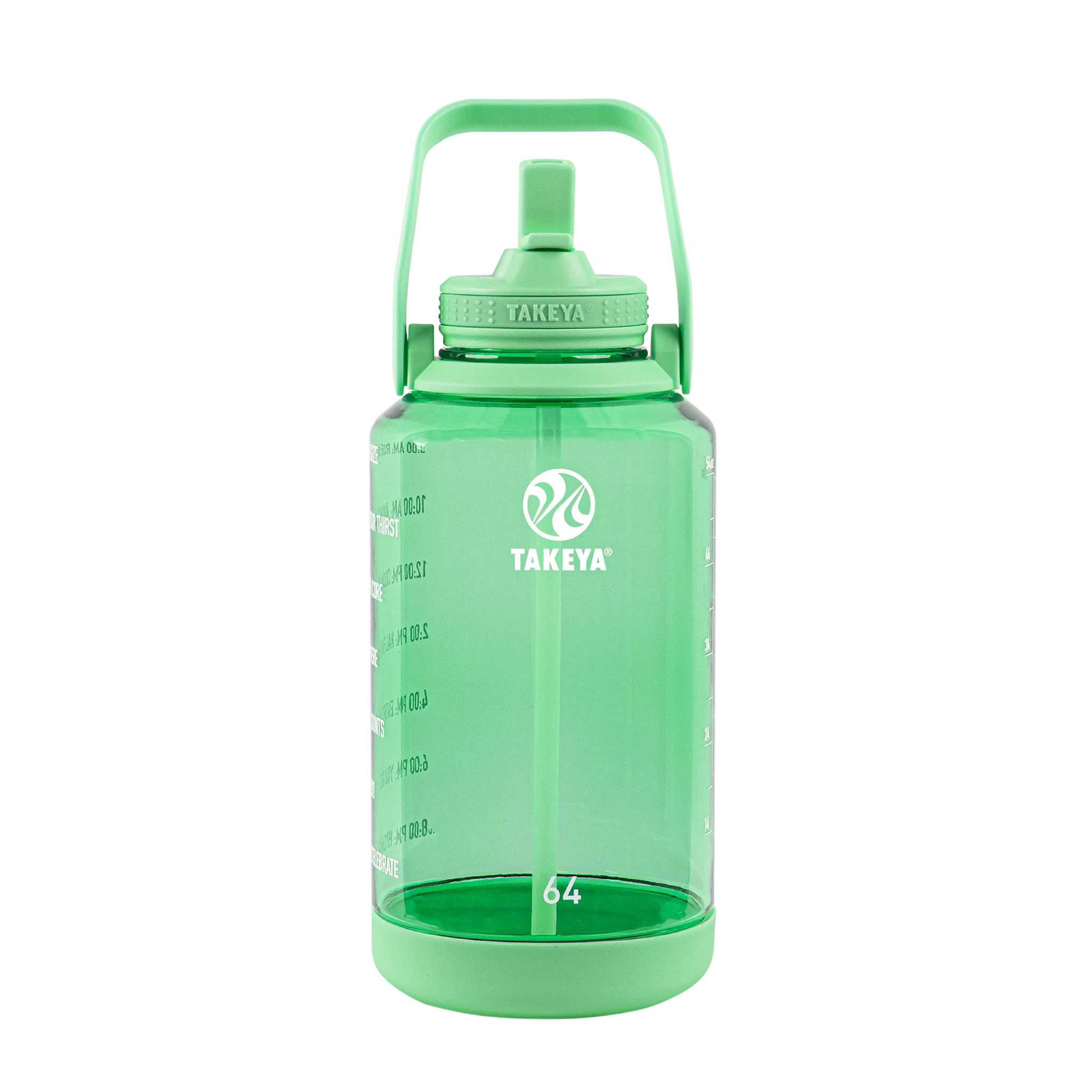 Takeya 64 oz Tritan Motivational Water Bottle Verde | CO0000155